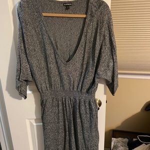 Express Marled Grey V Neck Sweater Dress